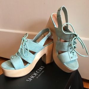 Nasty Gal SHOECULT - Mint and Wooden Heels